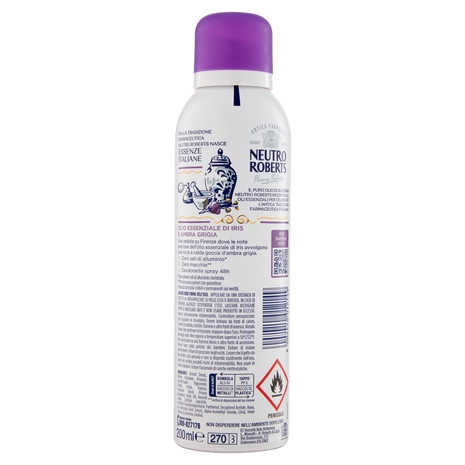 Neutro Roberts Essenze Italiane Firenze Olio Essenziale di Iris e Ambra Grigia 200 ml
